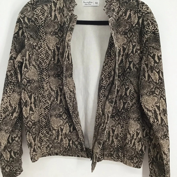 Love Fire Reptile Twill Bomber Jacket In Denim Fabric - Picture 6 of 8